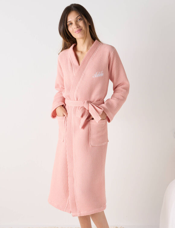 Peignoir col kimono mixte nid d’abeille Colombine®, 240g/m2 (rose poudré) Peignoir col kimono mixte nid d’abeille Colombine®, 240g/m2 (rose poudré)